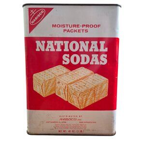 Vintage NABISCO National Sodas 3 lb 48 oz Tin For Packaged Crackers Puerto Rico